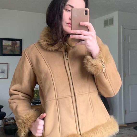 Damen braune Penny Lane Wildleder-Bomberjacke – Boho-Hippie-Stil