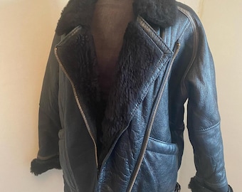 Women's Black Shearling Sheepskin B3 Bomber Aviator Leather Jacket