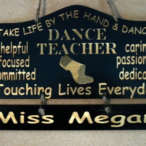 Personalized Wooden Dance Jazz Teacher Wall Hanging with 2 hanging name plates