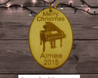 Custom Crafted - Music & Instrument Themed Wooden Christmas Ornament - Personalize with Your Name - Favorite Musical instrument!