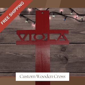 Personalized Wooden Cut Out Name Cross for a Unique Baptism, First Communion, or Christening Gift