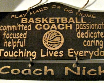 Personalized Wooden Basketball Coach Wall Hanging