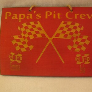 Grandpa's Pit Crew 5in x 7in Personalized Wooden Sign Dad, Papa, Uncle, or other image 4