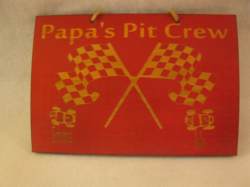 Grandpa's Pit Crew 5in x 7in Personalized Wooden Sign Dad, Papa, Uncle, or other image 4