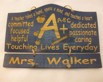 A+ Personalized Wooden Teacher Wall Hanging