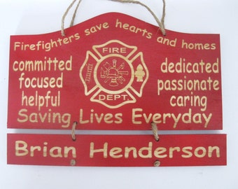 Personalized Wooden Firefighter Wooden Wall Hanging