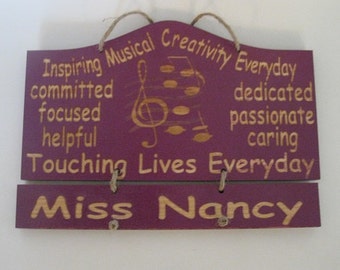 Music Teacher's Gift Personalized Wooden Wall Hanging