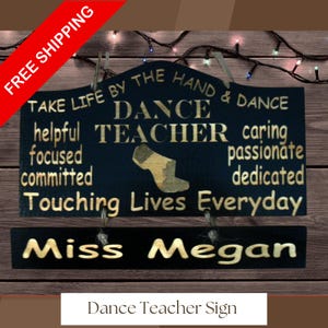 Dance Coach Gift Personalized Wooden Dance Teacher Sign Wall Hanging with Name