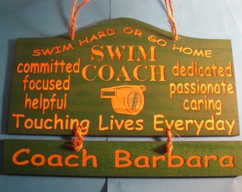 Personalized Wooden Swim Coach Wall Hanging