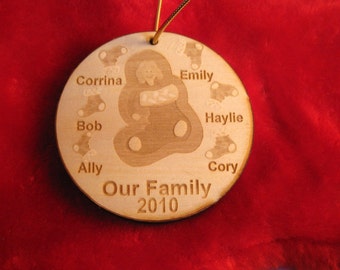 Personalized wooden 2022 christmas family or grandparent ornament Stocking