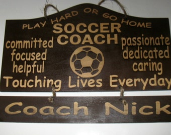 Personalized Wooden Soccer Coach Wall Hanging