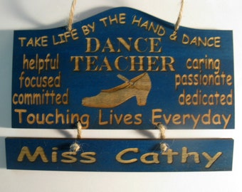 Personalized Wooden Tap Dance Teacher Wall Hanging