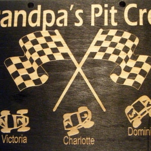 Grandpa's Pit Crew 5in x 7in Personalized Wooden Sign Dad, Papa, Uncle, or other image 3
