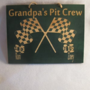 Grandpa's Pit Crew 5in x 7in Personalized Wooden Sign Dad, Papa, Uncle, or other image 5