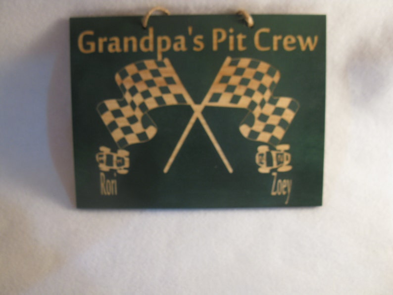 Grandpa's Pit Crew 5in x 7in Personalized Wooden Sign Dad, Papa, Uncle, or other image 5