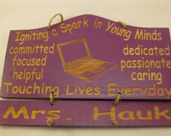 Computer Teacher's Gift Personalized Wooden Teacher Wall Hanging