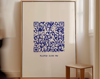 Retro QR Code Wall Art: Trendy Dorm Decor Print (Digital Download)