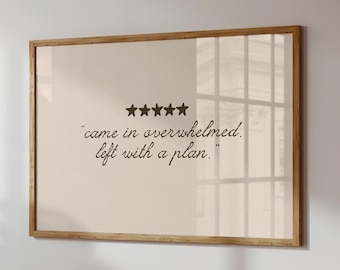 Came In Overwhelmed Left With a Plan Print, Therapist Office Decor, Mental Health Wall Art, Counseling Office Quote, Psychologist Gift