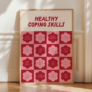 Coping Skills Poster Therapy Office Decor School Counselor Anxiety Relief Calming Strategies Mental Health Growth Mindset Digital Download