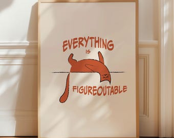Everything Is Figureoutable Cat Print: Kids Motivational Poster (Digital Download)
