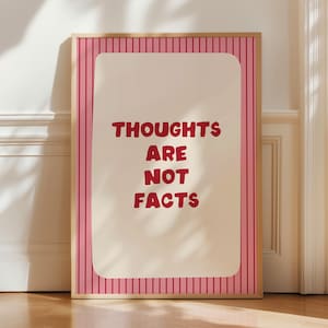 „Gedanken sind keine Tatsachen“ Wandbild Psychische Gesundheit Zitat druckbare Therapie Büro Dekor Psychographie Kunstdruck Inspirational Counselor Wandschild