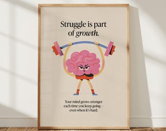 Growth Mindset Motivational Print, Kids Classroom Decor, Therapy Office Art