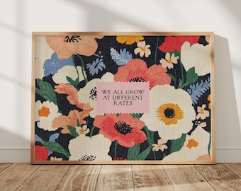 We All Grow at Different Rates, Mental Health Wall Art, Therapy Office Decor, Psychology Art Prints, Inspirational Quote Printable
