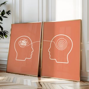 Set of 2 Print, Mental Health Posters, Talking Helps Therapist Office Art Psychology Poster Depression Poster Wall Art Counsellor Office