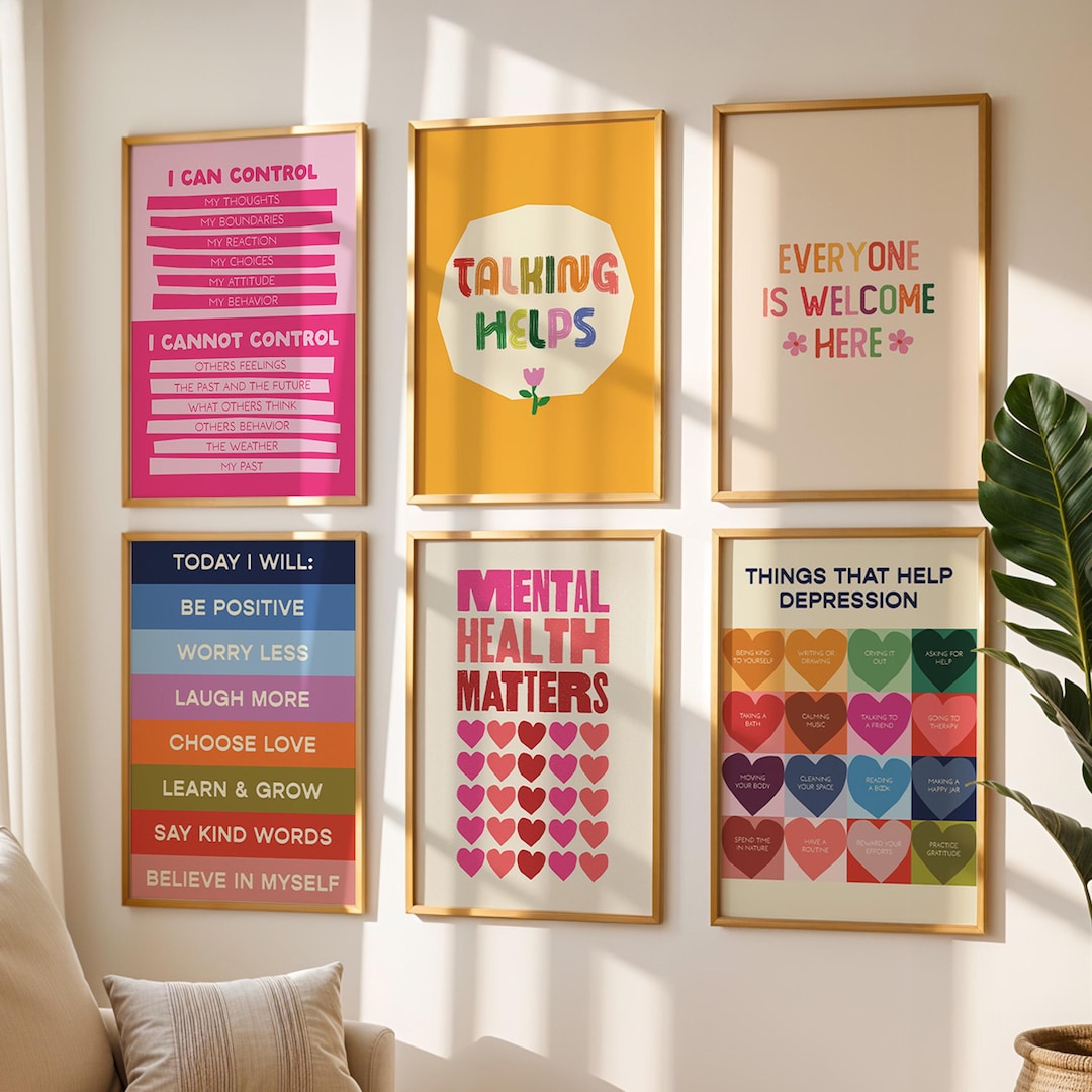 Therapy Office Decor: Mental Health Posters, Set of 6 (digital Download ...