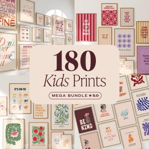 180 Kids Room Prints MEGA Bundle: Playroom Wall Art, Classroom Decor (Digital Download)