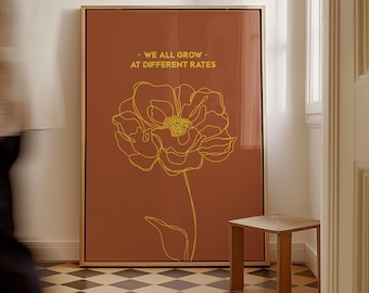 We All Grow At Different Rates Printable Wall Art Mental Health Poster Therapy Office Decor Psychology Inspirational Print Flowers Florals