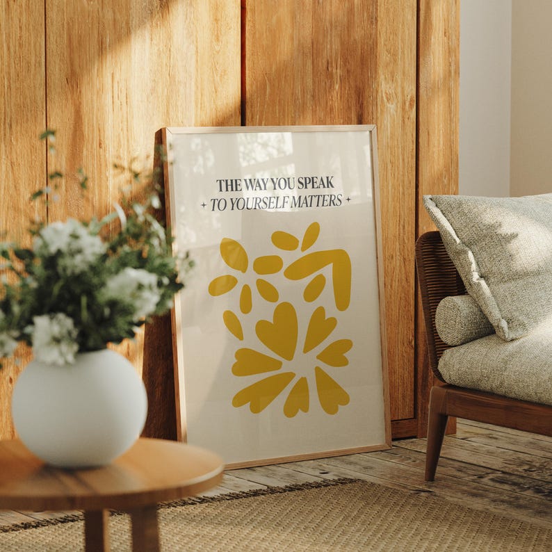 Mental Health Poster: Positive Self Talk Art for Therapy Office ...