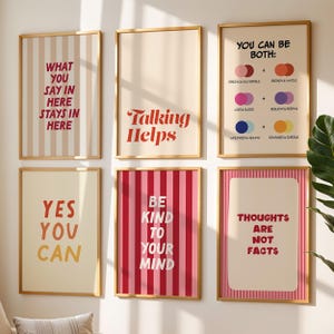 Set of 6 Mental Health Prints Psychology Posters Printable Wall Art for Therapy Office Decor Mental Health Printables Digital Downloads