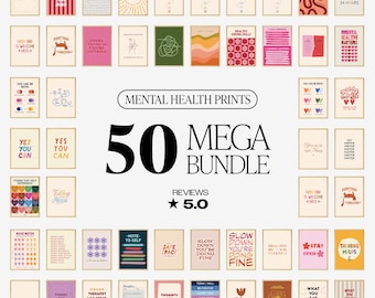 50 Therapie Poster Poster: Psychologe Büro Deko, Psychische Gesundheit Kunst (Instant Download)