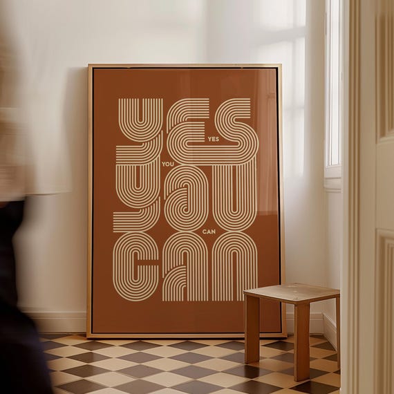 Yes You Can Motivational Print: Bold Typography, Therapy Office Decor (Digital Download)