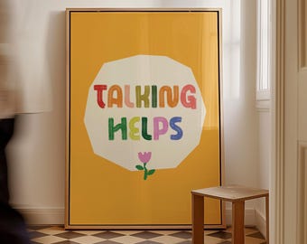 Therapy Office Art Print: Talking Helps, Kids Room Prints (Digital Download)