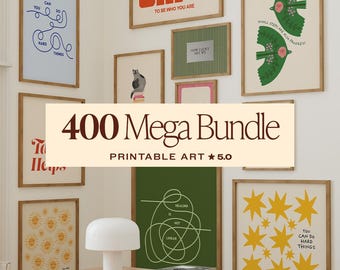 400 Printable Wall Art Bundle, Therapy Office, Nursery, Mental Health Prints (Instant Download)