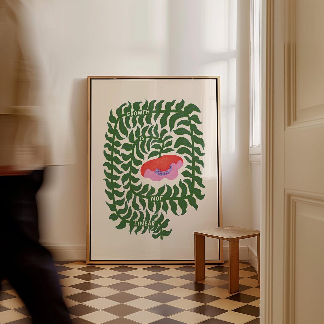 Growth is Not Linear Print: Green Flower Inspirational Wall Art ...