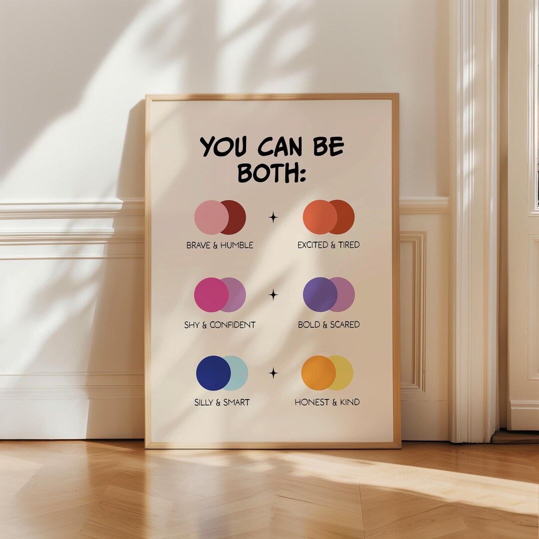 You Can Be Both Poster: Therapy Office Decor, Daily Affirmations Art ...