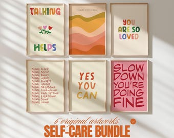 Self-Care Print Set: Motivational Mental Health Affirmations (Digital Download)