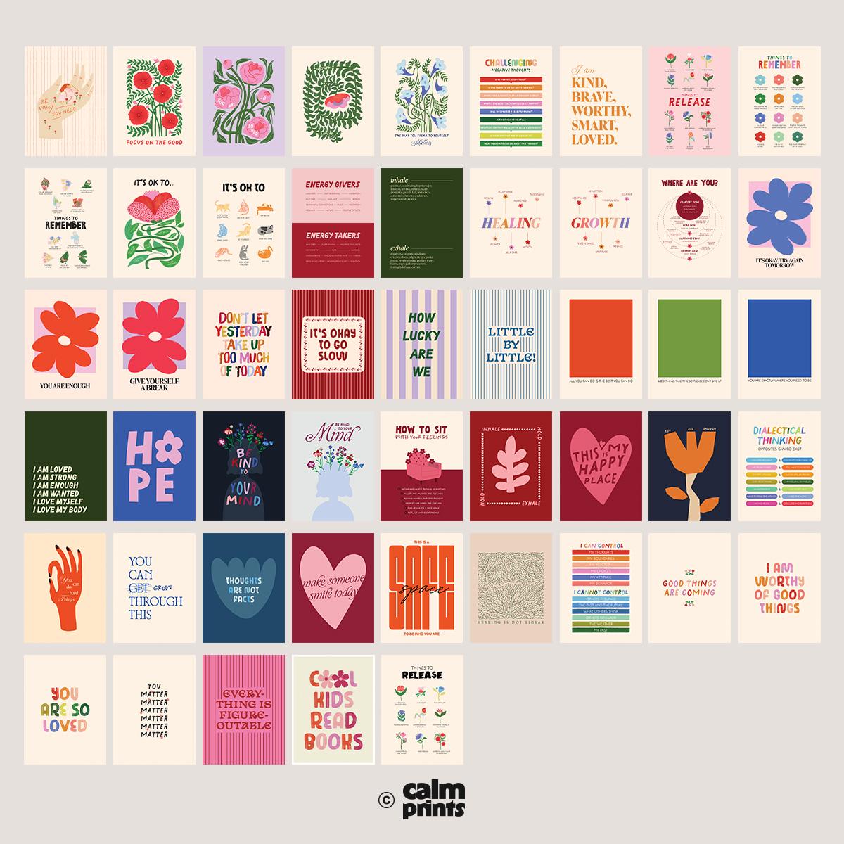 Mental Health Bundle, 50 Wall Art Prints for Therapy Office Decor ...
