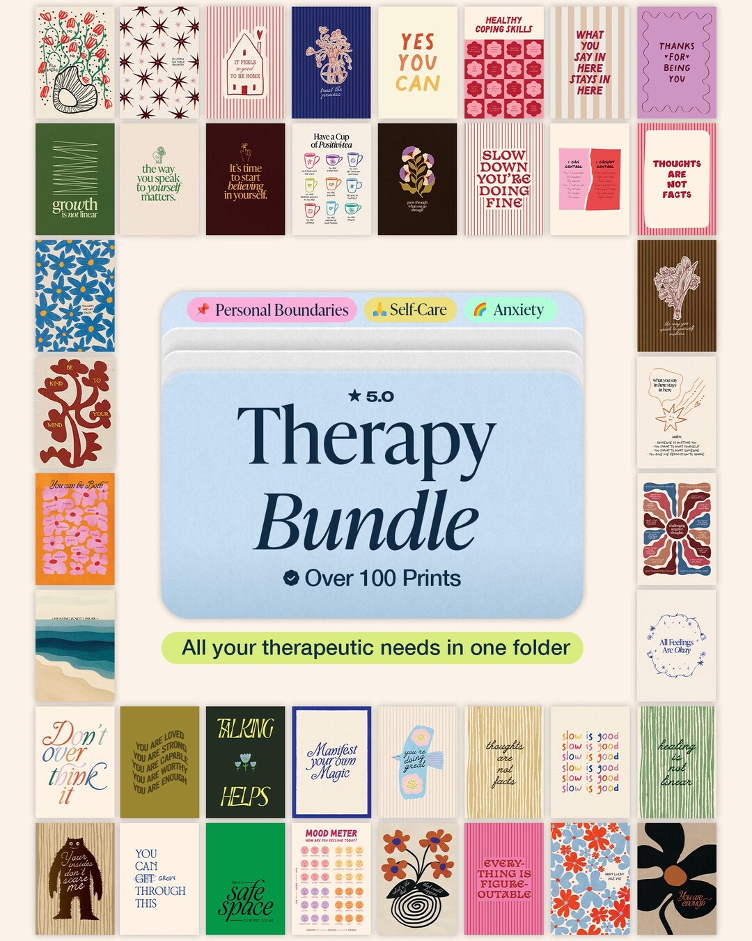 Therapy Office Decor Bundle: 100+ Mental Health Prints Psychologist ...