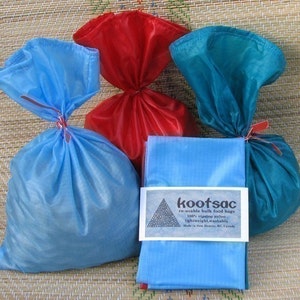 Bulk bin food bags Reusable ripstop nylon bags 3 x MEDIUM Blue, Red, Turquoise zerowaste shopping for nuts, grains, rice, snacks image 5