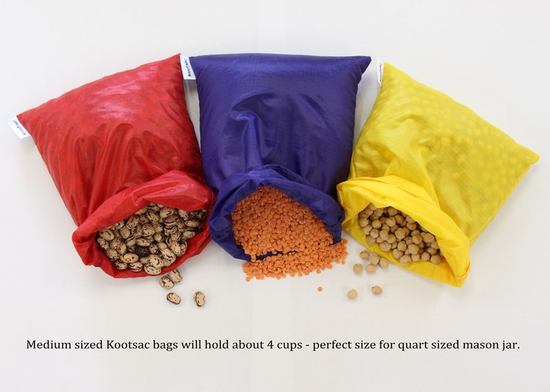 Reusable bulk bin bag Size MEDIUM BLUE Ripstop nylon, lightweight, durable Zerowaste shopping grains, nuts, seeds, snacks, produce image 3