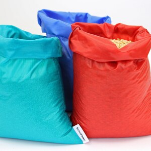 Bulk bin food bags Reusable ripstop nylon bags 3 x MEDIUM Blue, Red, Turquoise zerowaste shopping for nuts, grains, rice, snacks image 2