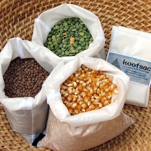 Reusable food bags Bulk bin bags Set of 3 MEDIUM size WHITE Lightweight ripstop nylon snacks, nuts, dried fruit, grain eco bags image 1