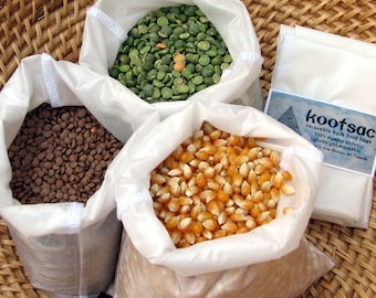 Reusable food bags- Bulk bin bags - Set of 3 - MEDIUM size - WHITE - Lightweight ripstop nylon - snacks, nuts, dried fruit, grain - eco bags