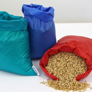 Bulk bin food bags Reusable ripstop nylon bags 3 x MEDIUM Blue, Red, Turquoise zerowaste shopping for nuts, grains, rice, snacks image 3