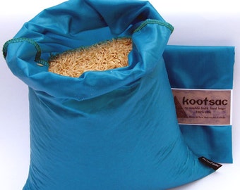 Reusable Kootsac food bag - LARGE size, TURQUOISE - lightweight Ripstop Nylon-  Bulk bin shopping for produce, rice, grain, flour, dry food