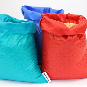 Reusable bulk bin food bag Set 3 LARGE bags 3 Colours Ripstop nylon rice,grains,produce,veggies washable,durable, eco bag image 1